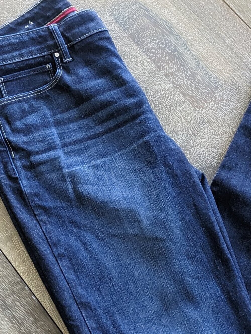 White House Black Market Dark Wash Jeans, The Slim, Lightly Distressed, Size 4